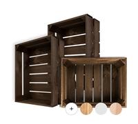 Creative DECO 3 x Caja de Madera Natural Decorativa Marrón | 40 x 30 x 15 cm | Cesta de Madera Ideal para Almacenaje Regalo Decoración Bricolaje Manualidades | Documentos Juguetes Herramientas