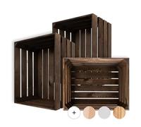 Creative DECO 3 x Caja de Madera Natural Decorativa Marrón | 50 x 40 x 30 cm | Cesta de Madera Ideal para Almacenaje Regalo Decoración Bricolaje Manualidades | Documentos Juguetes Herramientas