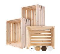 Creative DECO 3 x Cajas de Madera Natural Decorativa | 50 x 40 x 30 cm | Cesta de Madera Ideal para Almacenaje Regalo Fruta Decoración Bricolaje Manualidades | Documentos Juguetes Herramientas