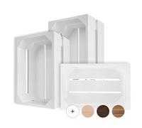 Creative DECO 3 x Cajas de Madera Natural Decorativa Blanca 30 x 20 x 15 cm | Cesta de Madera Ideal para Almacenaje Regalo Fruta Decoración Bricolaje Manualidades | Documentos Juguetes Herramientas