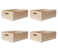 Creative Deco 4 cajas de madera planas grandes XL, 40 x 30 x 14 cm