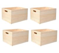 Creative Deco 4 cajas de madera planas grandes XXL, 40 x 30 x 24 cm