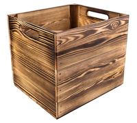 Creative Deco 4 x Cajas de madera natural Kallax, 33 x 37 x 33 cm