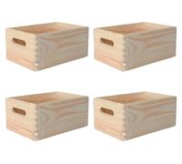 Creative Deco 4 x Cajas grandes de madera lisas sin pintar, 30 x 20 x 14 cm