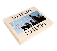 Creative DECO A4 Caja Madera con Tapa Personalizada con Texto y Foto Regalo | 34 x 25,3 x 5,3 cm | Documentos Decoración Papeles Cartas Almacenaje Decoupage Herramientas Objetos de Valor Juguetes Navidad