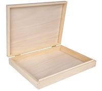 Creative DECO A4 Caja Madera para Decorar con Tapa 34 x 25,3 x 5,3 cm | Documentos Decoración Papeles Cartas Almacenaje Decoupage Herramientas Objetos de Valor Juguetes Navidad