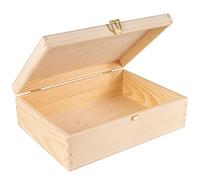 Creative DECO A4 Caja Madera para Decorar con Tapa y Cierre 33,8x24,8x10 cm | (+/- 1 cm) | Documentos Decoración Cartas Almacenaje Decoupage Herramientas Objetos de Valor Juguetes Navidad