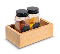 Creative DECO Bandeja Decorativa de Almacenaje de Madera | 15 x 9 x 5 cm | Caja Cesta Cajita Organizadora | Madera de Haya | Organizador para Objetos de Pequeños Especias Frascos Cajones Cocina Baño