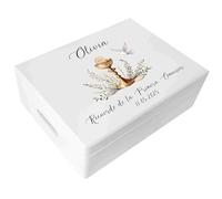 Creative DECO Blanca Caja Regalo Personalizada Primera Comunión de Memoria | Caja de Madera para Niños / Niñas | Personalizado - Cáliz | Impreso | Personalizadas para Niño y Niña | Personalizados