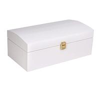 Creative DECO Blanco Grande Cofre Caja Madera 34,5x18x13,8 cm | con Cierre