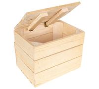 Creative DECO Caja de Madera con Tapa Grande | 27,5 x 20 x 21,5 cm | Cofre Baúl Natural de Almacenamiento Vintage Retro | Perfecta para Almacenar Regalo Decoración Bricolaje