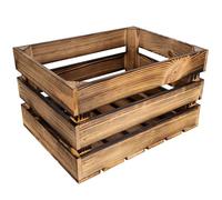 Creative DECO Caja de Madera Flameada | 40 x 30 x 23 cm | Efecto Quemado | Cesta de Madera Estilo Vintage | Almacenaje Regalo Fruta Decoración Bricolaje Manualidades | Juguetes Herramientas