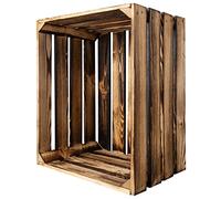Creative DECO Caja de Madera Flameada | 50 x 40 x 30 cm | Efecto Quemado | Cesta de Madera Estilo Vintage | Almacenaje Regalo Fruta Decoración Bricolaje Manualidades | Juguetes Herramientas