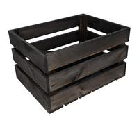 Creative DECO Caja de Madera Natural Decorativa Negra | 40 x 30 x 23 cm | Cesta de Madera Ideal para Almacenaje Regalo Fruta Decoración Bricolaje Manualidades | Documentos Juguetes Herramientas