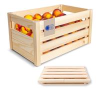 Creative DECO Caja de Madera para Montar | 47 x 29,5 x 5,4 cm | Fácil de Ensamblar sin Herramientas | Cesta para Fruta, Verdura, Juguetes | Contenedor Organizador para Regalos, Almacenaje
