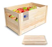 Creative DECO Caja de Madera para Montar | 47 x 29,5 x 5,4 cm | Fácil de Ensamblar sin Herramientas | Cesta para Fruta, Verdura, Juguetes | Contenedor Organizador para Regalos, Almacenaje