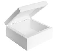 Creative DECO Caja de Madera Pequeña con Tapa Blanca 10x10x5cm (+/-0,5cm) | Caja de Recuerdos para Niño | Caja de Regalo para Joyería | Pintada en Blanco | Perfecta para Navidad Decoupage Decoración