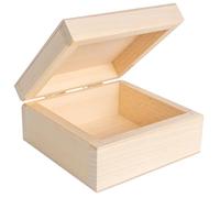 Creative DECO Caja de Madera Pequeña con Tapa | Caja de Recuerdos para Niño | Caja de Regalo para Joyería | 10x10x5 cm (+/-0,5cm) | Natural sin Pintar | Perfecta para Decoupage Decoración Navidad