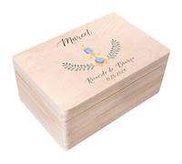 Creative DECO Caja Regalo Personalizada Bautismo para Niños y Niñas | Caja de Memoria de Madera | Personalizado | Impreso | Personalizadas para Niño y Niña | Personalizados