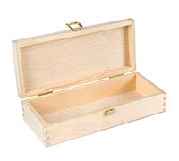 Creative DECO Larga Caja Madera para Decorar con Tapa | 24 x 10.5 x 5.7 cm | Cerradura | Para Decoracion Decoupage Almacenaje Navidad | Perfecta para Objetos de Valor Juguetes Herramientas