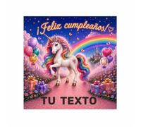 Creative Deco Papel de Azúcar Tarta Cuadrada con Texto Unicornio Comestible | Decoración Comestible Cuadrada | 3 Tamaños | Papel de Azúcar Para Recortar | Sin Gluten
