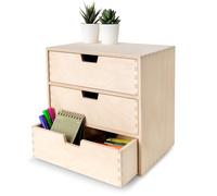 Caja de madera Creative Deco Mini con 3 cajones, 28,5 x 20 x 28,5 cm