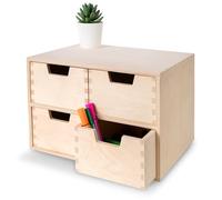 Creative Deco Pequeña Cajonera Madera | 4 Cajones | 28,5 x 20 x 19 cm | Mini Armario de Almacenaje | Madera Contrachapada sin Tratar | Perfecta para Pintar, Decoupage y Decoración