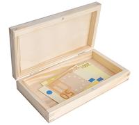 Creative DECO Portalápices Pequeña Caja de Recuerdos de Madera con Tapa | 18x10x3,5cm | Estuche Rectangular para Guardar Dinero Lápices | Madera Natural | Navidad Decoupage, Decoración y Almacenaje