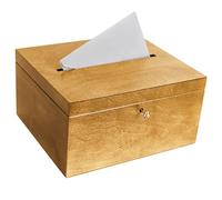 Creative DECO Tarjetas de Boda Caja Madera Nogal Claro | Cerradura y Llave | 29 x 25 x 15 cm | Cofre para Decorar con Tapa | Decoración Almacenaje Decoupage Documentos Objetos de Valor Juguetes