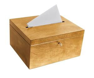 Creative DECO Tarjetas de Boda Caja Madera Nogal Claro | Cerradura y Llave