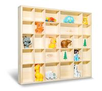 Creative DECO Vitrina Expositora Coleccionista | 28 Compartimentos | 44,5 x 40 x 3 cm | Estantería de Madera para Miniaturas, Figuritas, Joyería, Objetos de Valor, Juguetes Pequeños