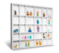 Creative DECO Vitrina Expositora Coleccionista Blanca | 28 Compartimentos | 44,5 x 40 x 3 cm | Estantería de Madera para Miniaturas, Figuritas, Joyería, Objetos de Valor, Juguetes Pequeños