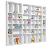 Creative DECO Vitrina Expositora Coleccionista Blanca | 51 Compartimentos | 52 x 46 x 5 cm | Estantería de Madera para Miniaturas, Figuritas, Joyería, Objetos de Valor, Juguetes Pequeños