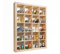 Creative DECO Vitrina Expositora Coleccionista Madera | 20 Compartimentos | 35x26x5,5 cm | Expositor Dedales | Estantería para Miniaturas Figuritas Joyería Objetos de Valor Juguetes Pequeños