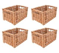 Creative Home 4 cestas de mimbre, 30 x 20 x 16 cm, color natural con asas