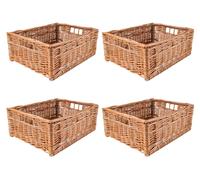 Creative Home 4 cestas de mimbre, 40 x 30 x 16 cm, color natural con asas