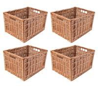Creative Home 4 cestas de mimbre, 40 x 30 x 24 cm, color natural con asas