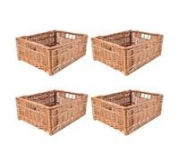 Creative Home 4 x Cesta de Mimbre Caja de Almacenaje 40x30x15cm (+/-2cm) | Natural con Asas | Hecha a Mano Duradera | Ideal para Documentos, Objetos de Valor, Juguetes, Herramientas para Niños