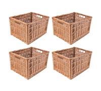 Creative Home 4 x Cesta de Mimbre Caja de Almacenaje 40x30x24cm (+/-2cm) | Natural con Asas | Hecha a Mano Duradera | Ideal para Documentos, Objetos de Valor, Juguetes, Herramientas para Niños