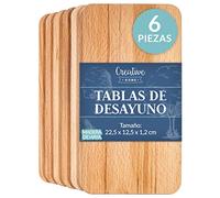 Creative Home 6 x Tabla Cortar Cocina de Madera Aceitada | 22,5x12,5x1,2 cm