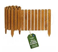 Creative Home Bordura Jardín Exterior de Madera 2m x Altura 30 cm Natural | Impregnado | Borde de Césped para Clavar Tipo Rollborder | Valla de Jardín Flexible | Delimitador de Parterres y Huerto