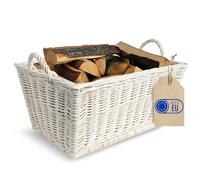 Creative Home Cesta de Mimbre Blanca para Almacenar Leña 47x33x30cm