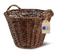 Creative Home Cesta de Mimbre con Asas Marrón | Grande 47x33x39cm (+/- 1cm) | Tejida a Mano Duradera | Cesta de Leña Patatas Frutas Setas Juguetes Ropa Sucia Jardín | Sauce Grueso Natural | Multiuso