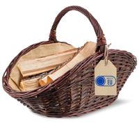 Creative Home: Cesta grande de madera para leña, de ratán, 64 x 39 x 43 cm