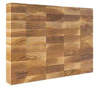 Creative Home Tabla de Cortar de Madera Grande | 32 x 24 x 4 cm (+/- 1 cm) | Madera de Roble Natural | Bloque de Carnicero Profesional | Reversible | Gran Accesorio para Cualquier Cocina
