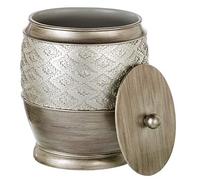 Creative Scents Dublin - Cubo de basura para baño con tapa, pequeño cubo de basura decorativo de resina para pañales/papel (plata cepillada)