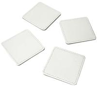 Creative Tops Posavasos, Cuadrados, Cuero Sintético, Plateado, 10 cm, Juego de 4
