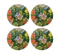 Creative tops tropical floral set de 4 manteles individuales redondos.