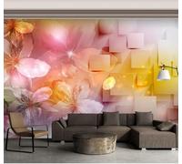 Creativo Estético Cuadrícula Flores Arte 3D Papel Pintado Pared Fácil Instalación Oficina Sala Estar Sofá Dormitorio TV Fondos Decoración-150cm×105cm