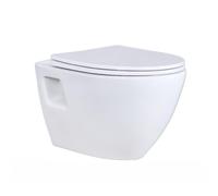 CREAVIT TERRA: Inodoro de pared ovalado, blanco brillante, fabricado con cerámica sanitaria resistente, ideal para instalaciones modernas en baños